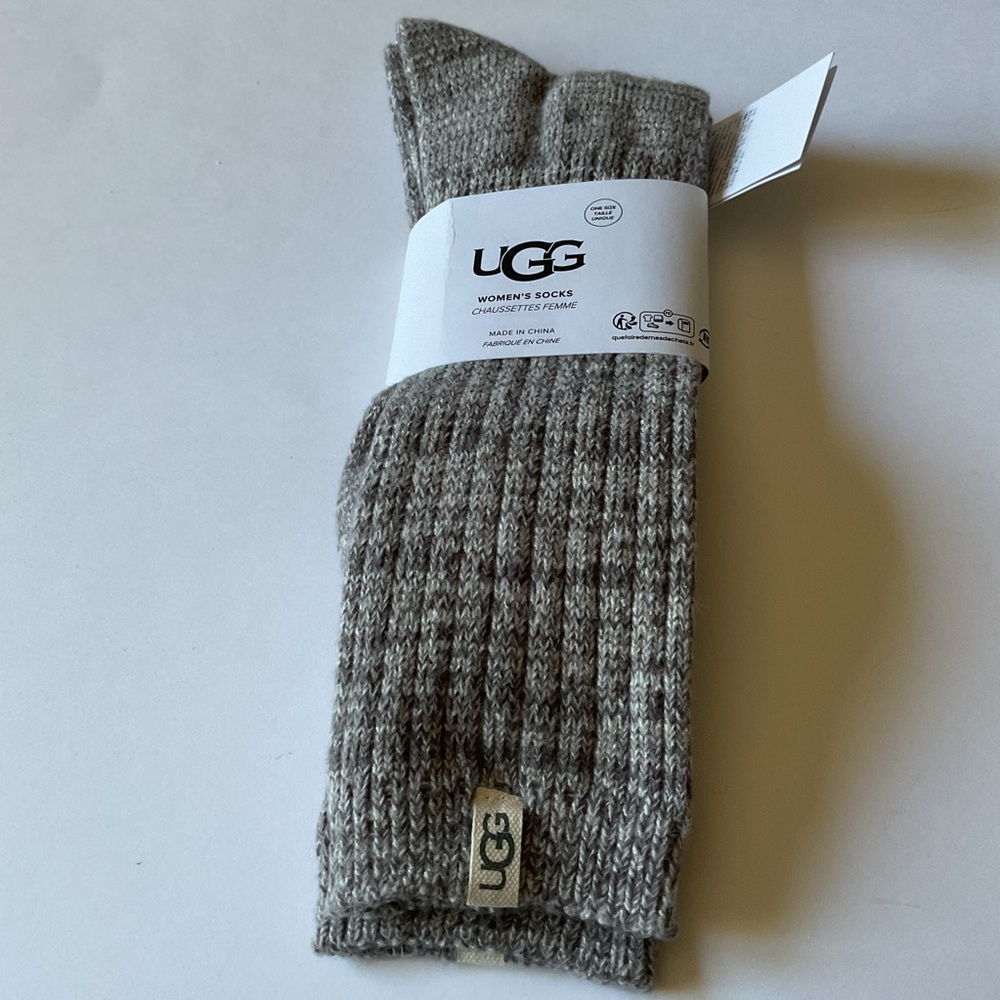 UGG RIB KNIT SLOUCH CREW SOCKS IN NIGHTFALL GRAY WOMENS ONE SIZE NWT - Picture 2 of 16